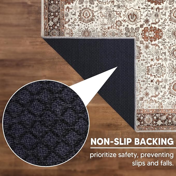 Keen Home Design 2x10 Rug - Machine Washable Runner Rug with Non-Slip Backing, Ideal for Hallway, Entryway, Kitchen, Laundry Room - Vintage, Easy Clean, Durable, Low Pile - (2'6" x 10')