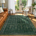 Moynesa Vintage Washable Green Rugs for Living Room 5x7, Retro Area Rug for Bedroom Dining Room Kitchen, Low Pile Soft Non-Slip Accent Carpets for Office Indoor Nursery