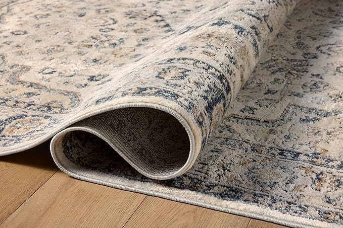 Loloi Teagan Collection TEA-01 Natural/Lt. Grey 9'-9" x 13'-6" Area Rug, Large, Soft Neutral Rug, High-Traffic for Living Room, Bedroom, Home Office, Dining Area