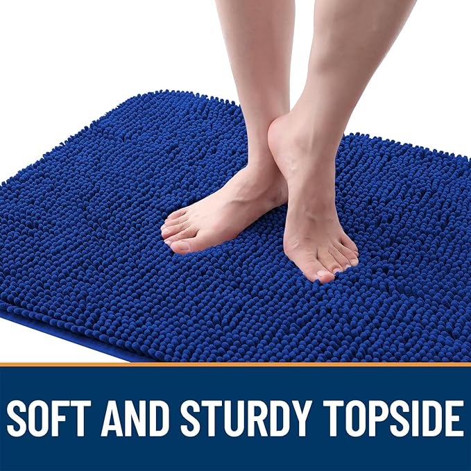 OLANLY Dog Door Mat for Muddy Paws 59x35, Absorbs Moisture and Dirt, Absorbent Non-Slip Washable Doormat, Quick Dry Chenille Mud Mat for Dogs, Entry Indoor Entryway Carpet for Inside Floor, Royal Blue