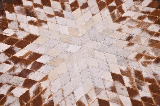 Round Area Rug – Soft and Durable Floor Mat for Living Room, Bedroom, or Entryway – Non-Slip Modern Carpet for Home Decor & Interior Styling(Tan&White 3X3)