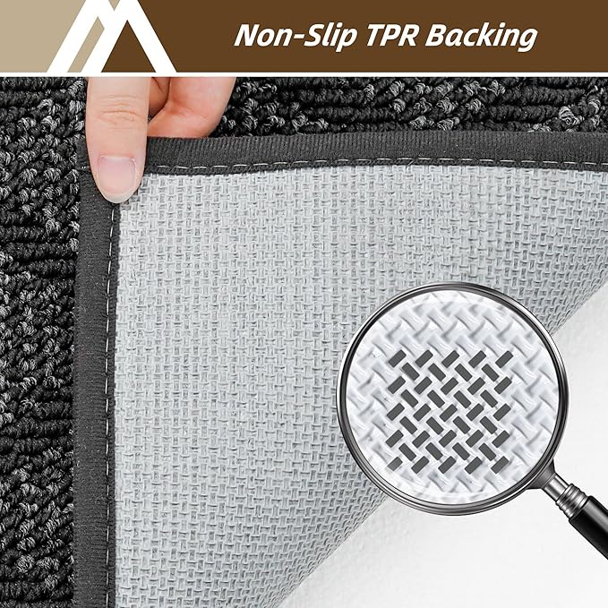 COSY HOMEER Non-Slip Door Mat 24"x36", Entryway Rugs Low Profile Absorbent Dirt Trapper Doormat for Front Entrance, Washable Polypropylene Entry Mat (Dark Grey)