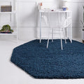 Unique Loom Solid Shag Collection Area Rug (6' 1" Octagon, Sapphire Blue/ Navy Blue)