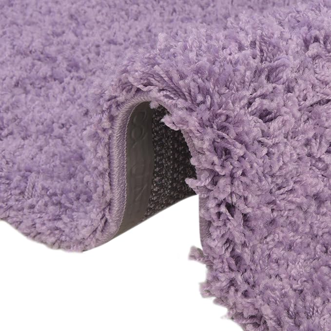 Unique Loom Solid Shag Collection Area Rug (7' 1" Round, Lilac)