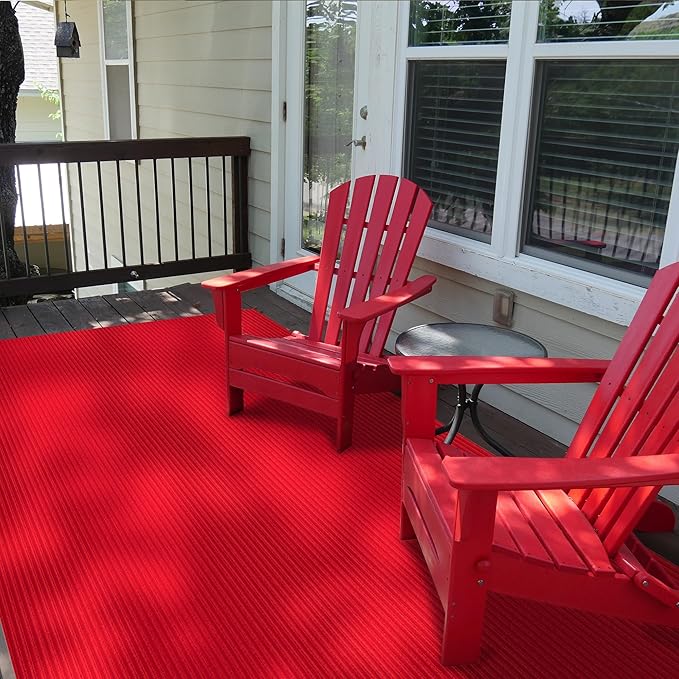 Ottomanson 3'11" x 28' Hallway Runner with Scraper Pile - Extra Durable Non-Slip Rug Mat for Indoor & Outdoor Use - Ideal for Kitchen, Entryway & Garage - High-Traffic Carpet, Red