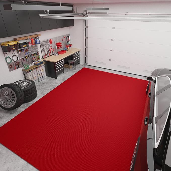 Ottomanson 6'6" x 53' Hallway Runner with Scraper Pile Extra Durable Non-Slip Rug Mat for Indoor & Outdoor Use - Ideal for Kitchen, Entryway, Patio & Garage - High-Traffic Carpet, Red