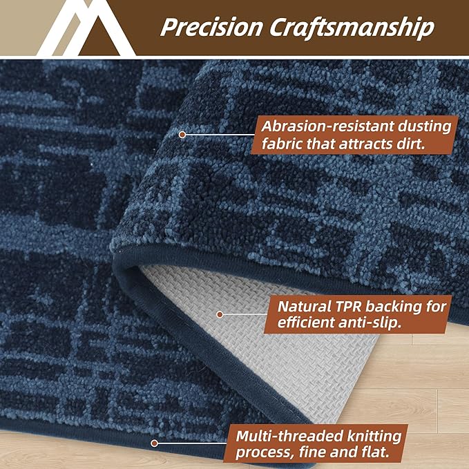 COSY HOMEER-Dirt-Trapper-Door-Mat 32"x48" Non-Slip Entryway Rugs Washable Welcome Mat Absorbent Entrance Mats Low Pile Dog Door Mats for Front Back Doomats and Wet Shoes,Navy Blue
