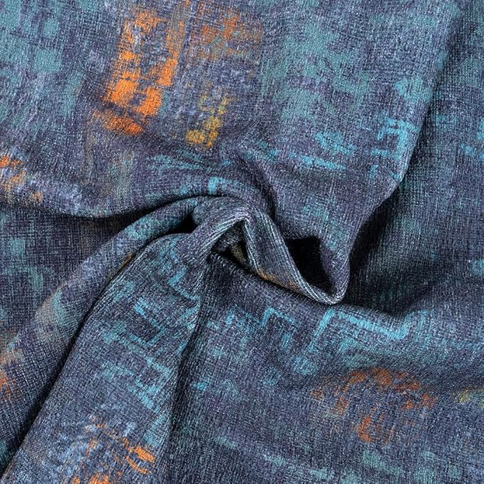 GLN Rugs Contemporary Collection - Machine Washable Area Rug, Contemporary Washable, Non Slip, Low Pile Chenille Rug, Living Room, Bedroom, Kitchen Rug (2'6" x 7' Midnight/Multi)