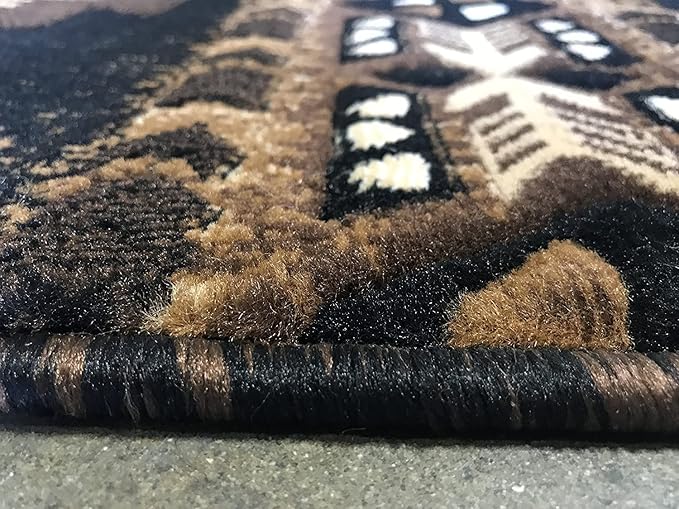 YHSF South West Native American Area Rug C318 - Easy Clean, Thick, Soft, Durable Native Tribal American Indian Inspired Rug for Bedroom/Living Room and more -Black, 2 Feet 4 Inches x 10 Feet 11 Inches