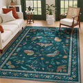 5x8 Insect Print Entryway Rug - Indoor Non-Slip Low Pile Machine Washable Bug Rug for Front Door, Living Room, Bedroom, Kitchen, Nursery, Laundry (5'x8' Teal)