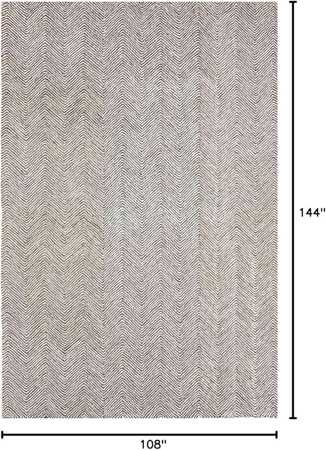 Modern Herringbone Chevron Collection Handcrafted Wool Area Rug - Durable, Zigzag Pattern, for High Traffic, Contemporary Design for Living Room, Bedroom, Dining Room Decor (Dark Olive, 9' x 12')