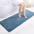 Blue Bathroom Rug 24x48 Non Slip Fluffy Bath Mat for Bathroom Floor Washable Plush Luxury Bath Rug for Tub Soft Shaggy Absorbent Shower Sink Mat