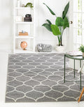 Rugs.com Lattice Frieze Collection Rug – 9' x 12' Light Gray Medium Rug Perfect for Living Rooms, Large Dining Rooms, Open Floorplans
