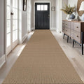 Braided Runner Rug 3x16 Ft Washable Runners for Hallways Non Slip Kitchen Runner Rug Cotton Long Entryway Runner Indoor, Woven Carpet for Hall Stair Entryway, Orange/Tan/Brown