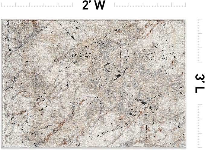 Rugshop Drifted Marble Abstract Area Rug Modern Indoor Rug for Entryway, Doormat, or Kitchen Easy to Clean, Durable, Kid & Pet Friendly Gray, Ivory, Neutral Tones 2' x 3'
