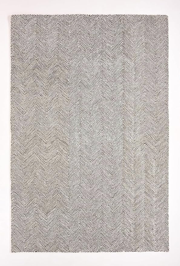 Modern Herringbone Chevron Collection Handcrafted Wool Area Rug - Durable, Zigzag Pattern, for High Traffic, Contemporary Design for Living Room, Bedroom, Dining Room Decor (Dark Olive, 7' x 9')