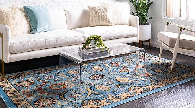 Unique Loom Espahan Collection Area Rug - Cape Cod (9'x 12' Rectangle, Blue/ Black)