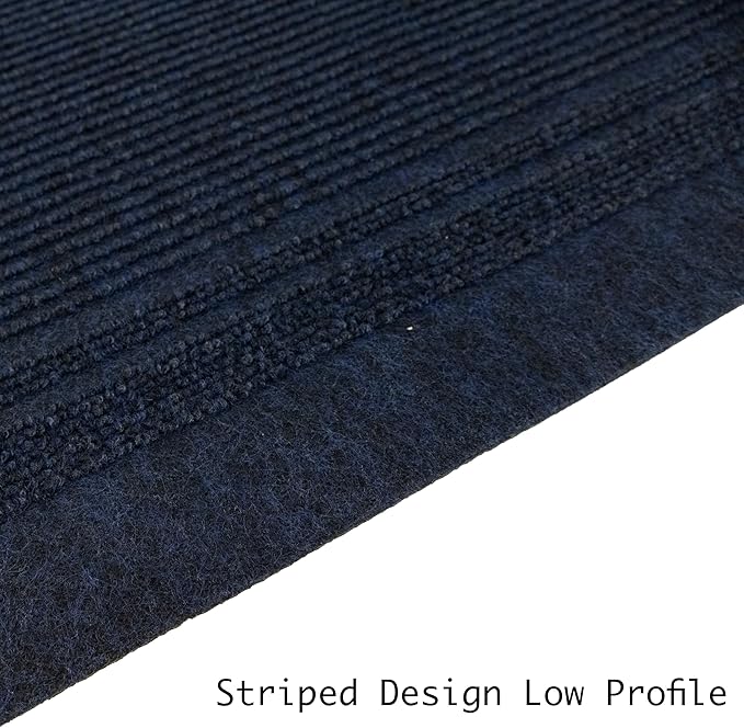 English Home Custom Size Anti Slip Striped Design Light Weight Durable TPR Backing Thin Pile Runner Rug (26" x 13')