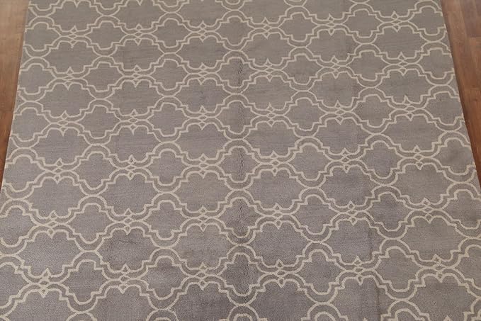 Modern Collection 8 x 8 Moroccan Trellis Area Rug, All-Over/Geometric Wool Carpet for Home Décor, Living Room, Dining Room, and Bedroom