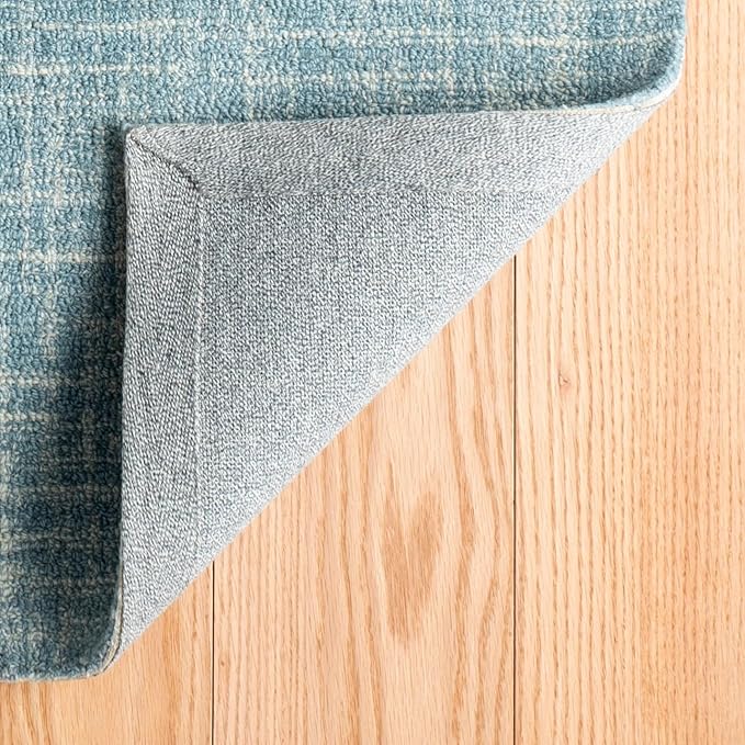 Dash and Albert Crosshatch Wool Area Rug - 9.5 X 13.5 Aegean Solid Hand Micro Hooked Accent Rug - Durable, High Traffic Areas Bedroom, Hallway, Stairs - Premium Luxury Hotel Quality Soft Breathable