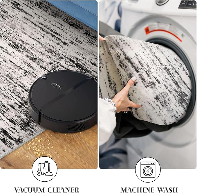 Modern Abstract Entryway Rug Indoor 2x3 Washable Rug Non-Slip Soft Small Area Rug White Black Grey Taupe Kitchen Mats Thin Print Faux Wool Floor Carpet Throw Rugs for Entrance Bedroom Office