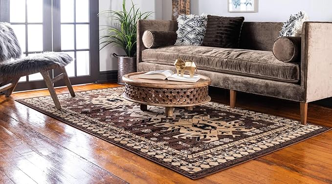 Unique Loom Taftan Collection Border Geometric Tribal Inspired Design Area Rug (2' 2 x 3' 0 Rectangular, Brown/ Tan)