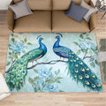 Peacock Rugs for Living Room - 5x6 Rug, Classic Peacock Floral Area Rugs for Bedroom, Teal Turquoise Rug, Modern Style Washable Carpet, Aesthetics Carpet - Peafowl Home Decor & Gifts