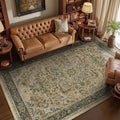 7x10 Living Room Rug, Vintafe Distressed Medallion Area Rug for Bedroom Dining Room, Washable Non Slip Thin Carpet Rugs for Bedroom Under Bed Home Office, Multi Brown/Olive