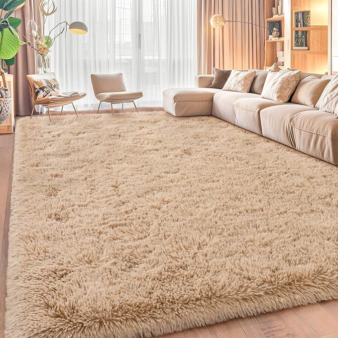 Area Rugs for Living Room, Soft Shaggy Carpets for Living Room, Fuzzy Rugs for Kids' Room, Perfect Decor for Modern Home Camel 6x9 Feet