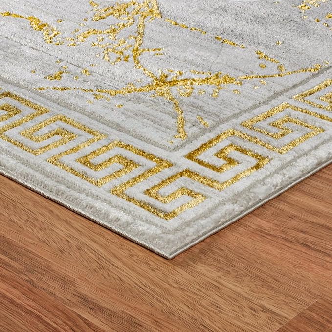 GLORY RUGS Area Rugs Marble 2x7 Cream Gold Carpet Modern Abstract Rug Living Room Dining Bedroom Rug