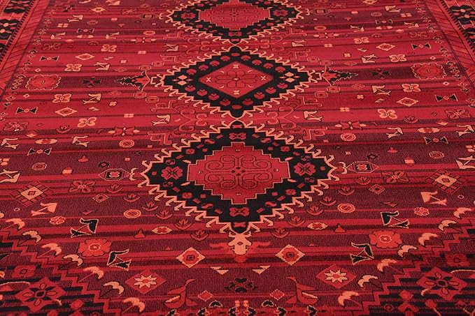 Unique Loom Tekke Collection Area Rug - Sheibani (9' x 12' Rectangle, Red/ Black)