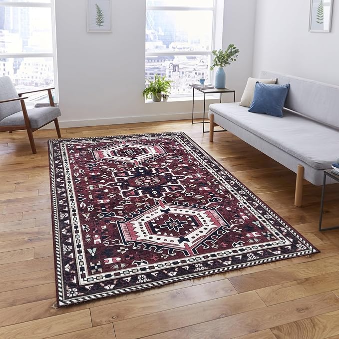 Fame Living Washable Area Rug. Modern Farmhouse. Vintage. Turkish. Bohemian. Distressed. Oriental. Traditional. Rugs for Living Room. Dining. Bedroom. Office. Entryway. Foyer. (851RR, 2'5" x 13')