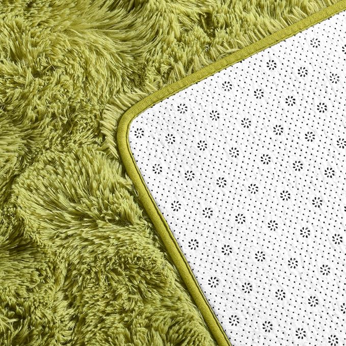 Large Shag Area Rugs 6 x 9, Plush Fuzzy Rugs for Living Room, Ultra Soft Fluffy Furry Rug for Bedroom, Indoor Carpet Nursery Rugs for Kids Room Home Decor, Green