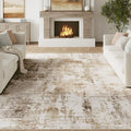 FMFUNCTEX 6x9 Washable Area Rug Brown Grey Neutral Abstract Modern Large Non Slip Carpet for Living Room Bedroom Soft Low Pile Indoor Mat Accent Throw Rug for Dining Kitchen Office Nursery, Grey Gold