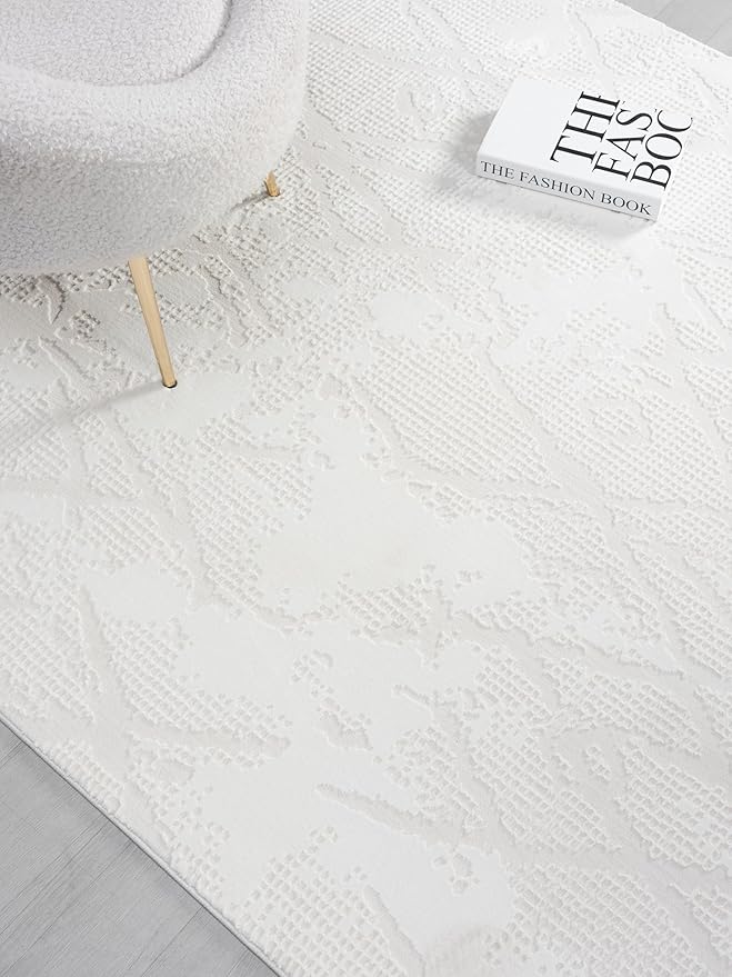 Adel Modern Area Rug for Living Room, 4x6 Rustic Distressed Abstract Cream Neutral Rug, Medium Pile Stain Resistant Carpet for Bedroom, Dining Room or Kitchen (4' x 6', Cream)