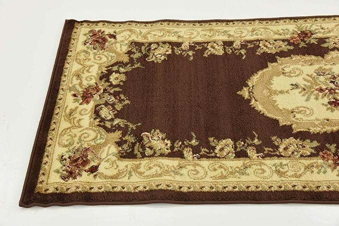 Unique Loom Versailles Collection Traditional Classic Floral Motif Area Rug (2' 7 x 10' 0 Runner, Brown/ Ivory)