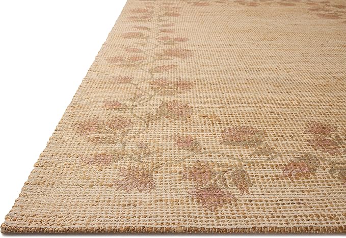 Loloi Chris Loves Julia Rue Collection RUE-05 Natural/Multi 5'-0" x 7'-6" Area Rug Jute Neutral Floral Living Room Bedroom Rug