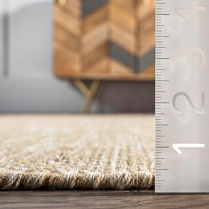 nuLOOM Alessi Solid Farmhouse Cotton Area Rug, 4x6, Beige