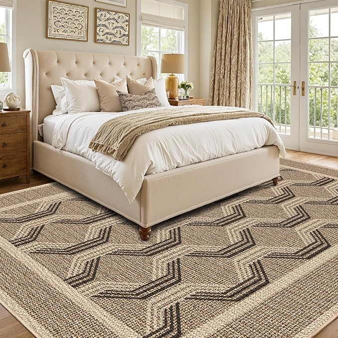LUMI 4x6 Washable Area Rug for Living Room, Ultra Soft Modern Abstract Rugs Non Slip with Rubber Backing, Low Profile, High Traffic, Stain Resistant Carpets, Ideal for Bedroom, Dining Room, Indoor