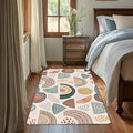 Bohemian Rainbow Washable 3x5 Area Rugs for Living Room, Thin Low Pile Contemporary Carpet, Non-Slip Base Lightweight Rug