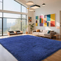 Blue Fluffy Rug Shaggy Area Rug, 9x12 Area Rugs for Girls Bedroom, Big Soft Shaggy Bedside Non-Slip Plush Dorm Nursery Kids Carpet Home Decor Aesthetic