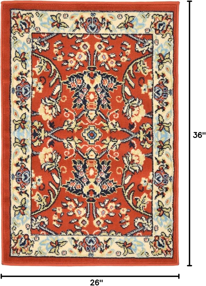Rugs.com Yasmin Collection Rug – 2' x 3' Terracotta Medium Rug Perfect for Entryways, Kitchens, Breakfast Nooks, Accent Pieces