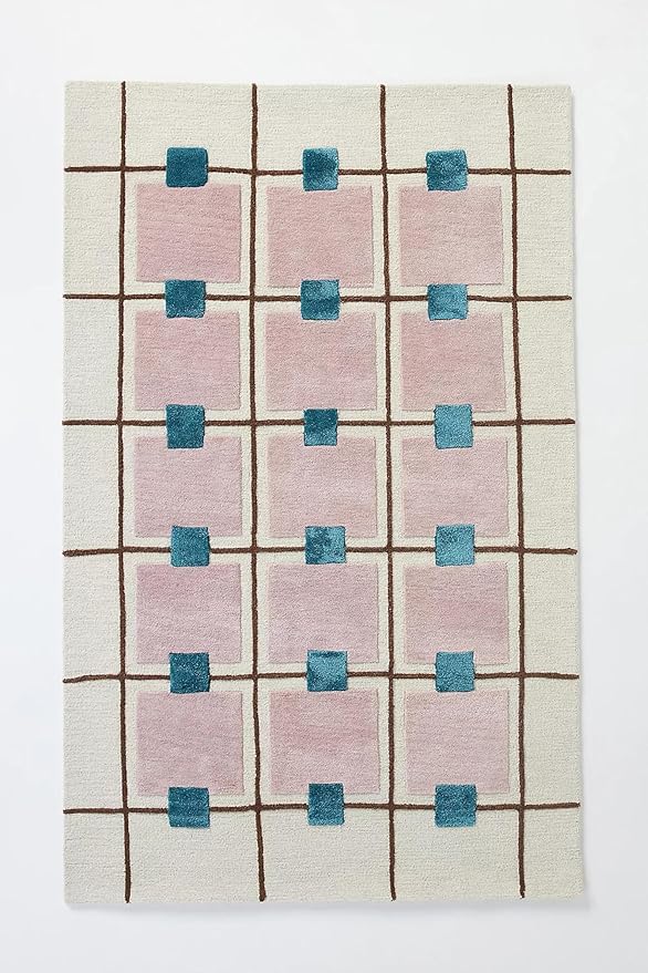 Greer Wool Area Rug - Chic Hand-Tufted Mauve, Blue, and Beige Design for Stylish Home Decor (6x6 Ft Square)