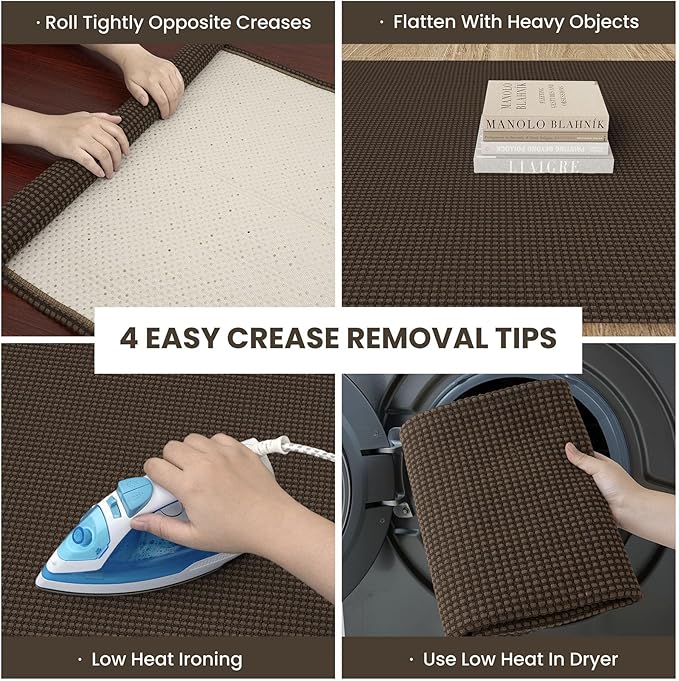 IOHOUZE Small Area Rug 2x3 Washable Woven Rugs for Entryway Non Slip Rubber Backed Front Door Rugs Indoor Doormat Throw Rug Floor Carpet for Entrance Kitchen, Brown