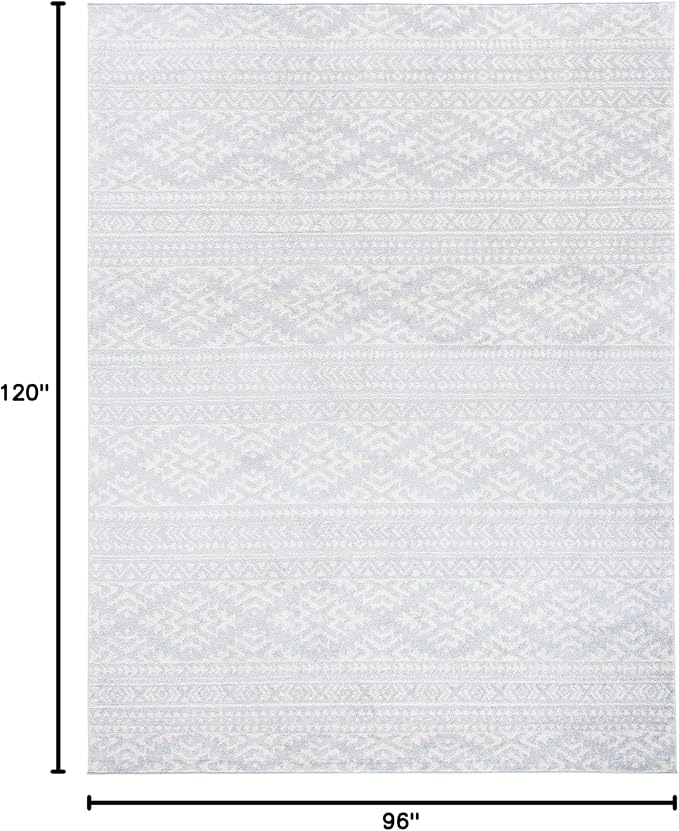 SAFAVIEH Area Rug 8x10 - Tulum Collection - Large - Light Grey & Ivory, Moroccan Boho Tribal Design, Non-Shedding & Easy to Clean, Ideal for Living Room, Bedroom, Dining Space (TUL272F)