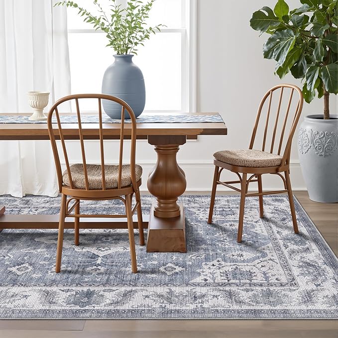 LUMI Washable Area Rug 8x10 for Living Room, Ultra Soft Stain Resistant Carpet with Non Slip Rubber Backing, Non-Shedding Low Pile Rugs for Bedroom, Dining Room, Indoor, Office
