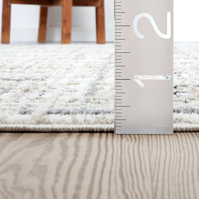 Abani Grey Area Rug for Living Room, Bedroom - Crosshatch Pattern- 6' x 9' -Durable & Easy to Clean
