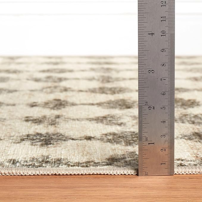 Dash & Albert Izzy Grey Machine Washable Rug, 3 X 5 Feet, Grey Graphic Pattern