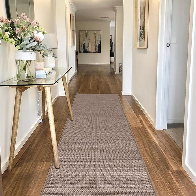 GOYLSER Kitchen Runner Rugs Non Skid Washable, 6ft Absorbent Jute Kitchen Rug Carpet, Braid Hallway Floor Sink Mat Non Slip, Light Brown