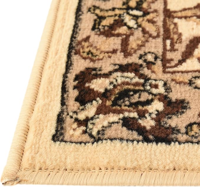 Rugs.com Yasmin Collection Rug – 16 Ft Runner Ivory Medium Rug Perfect for Hallways, Entryways